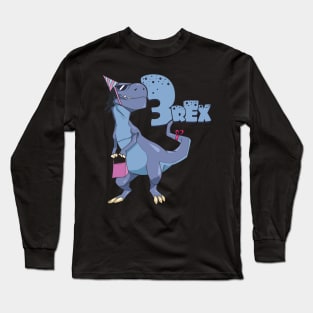 Kids Three Rex T-Rex Birthday 3 Year Old Girl Boy Kids design Long Sleeve T-Shirt